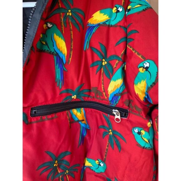 Vintage 90s Tropical Parrot Down-Filled Jacket, Size Large Kids - Picture 14 of 14